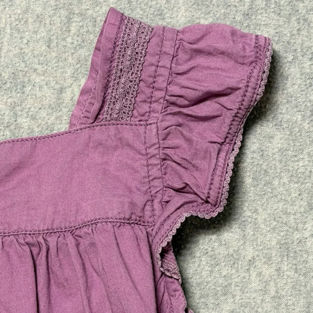 Mini Boden Girls Purple Cotton Lace Flutter Sleeve Dress Size‎ 4-5Y